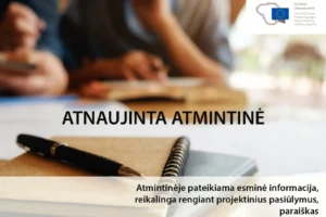 Atnaujinta Projektų finansavimo pagal priemones reikalavimų atmintinė